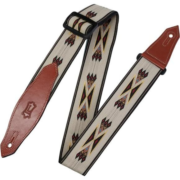 Tan Arrow Guitar Strap Adjustable 2 Inch Polypropylene Leather Ends 54 Inch - Picture 3 of 5
